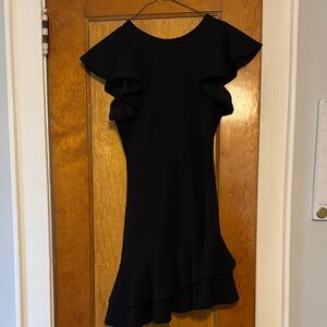 Elegant Black Ruffle Sleeve Dress